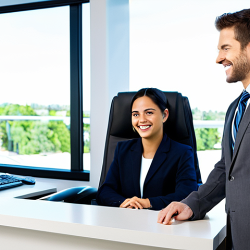 Home 23 업무 중 고객과의 갈등 해결 사례 - **
A friendly customer service representative, fully clothed in business casual attire, assisting a...